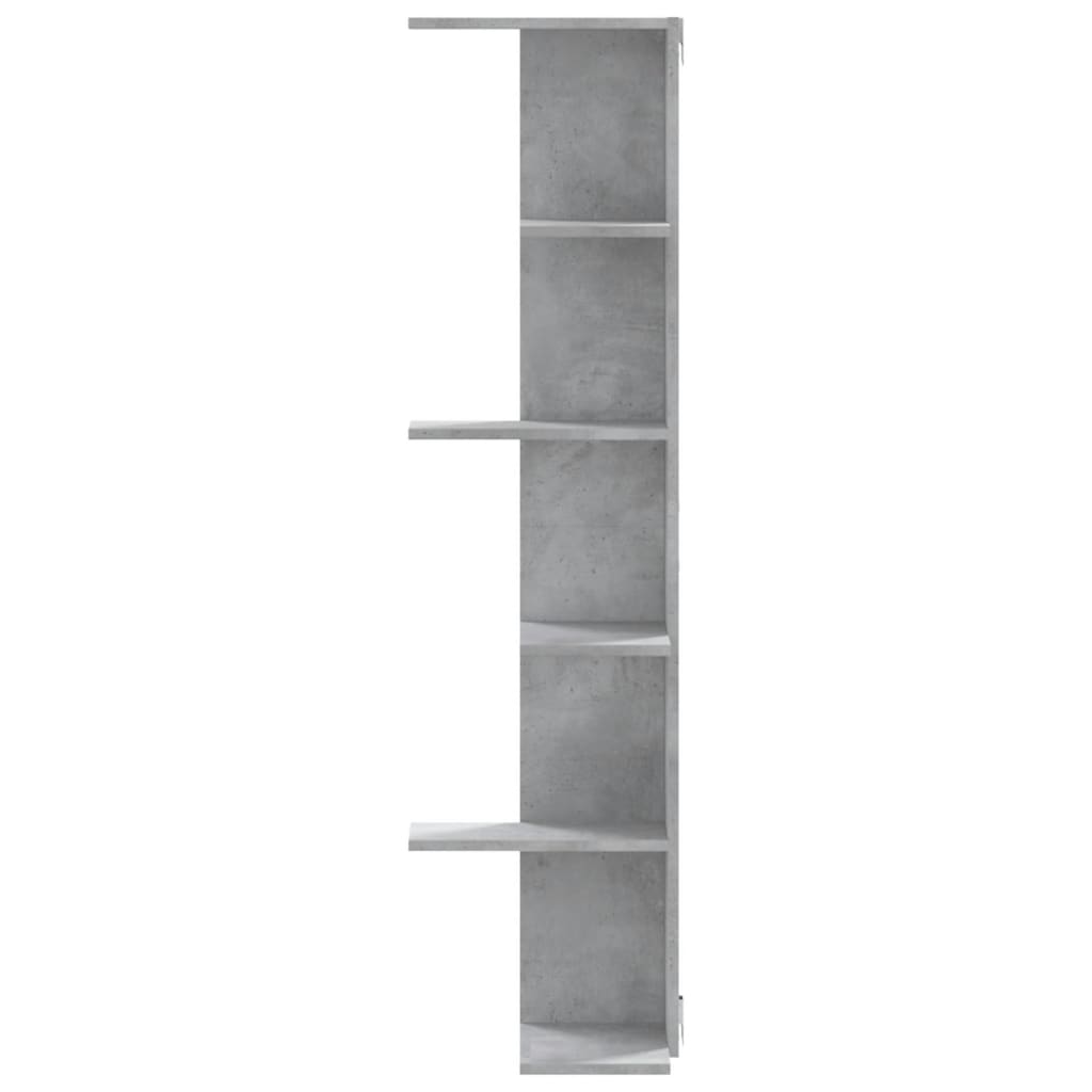 Scaffale Angolare Muro Grigio Cemento 36,5x36,5x140 cm Legno
