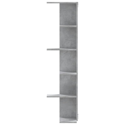 Scaffale Angolare Muro Grigio Cemento 36,5x36,5x140 cm Legno