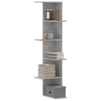 Scaffale Angolare Muro Grigio Cemento 36,5x36,5x140 cm Legno