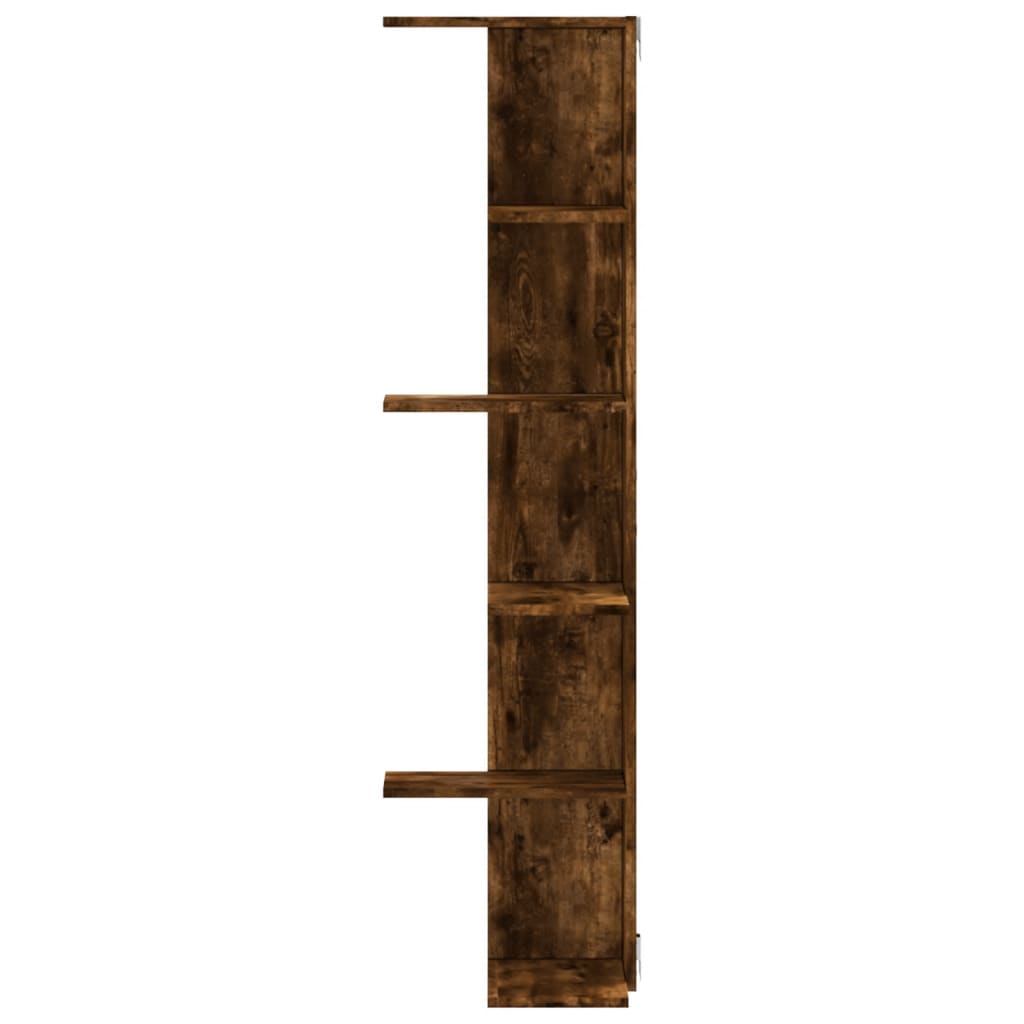 Scaffale Angolare Muro Rovere Fumo 36,5x36,5x140cm Multistrato