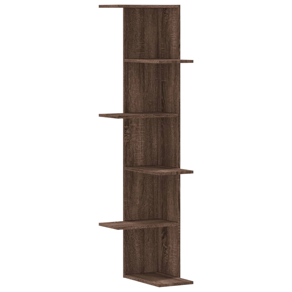 Scaffale Angolare Muro Rovere Marrone 36,5x36,5x140 cm Legno