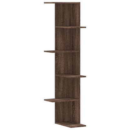 Scaffale Angolare Muro Rovere Marrone 36,5x36,5x140 cm Legno