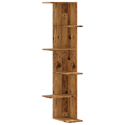Scaffale Angolare Muro Legno Antico 36,5x36,5x140cm Multistrato