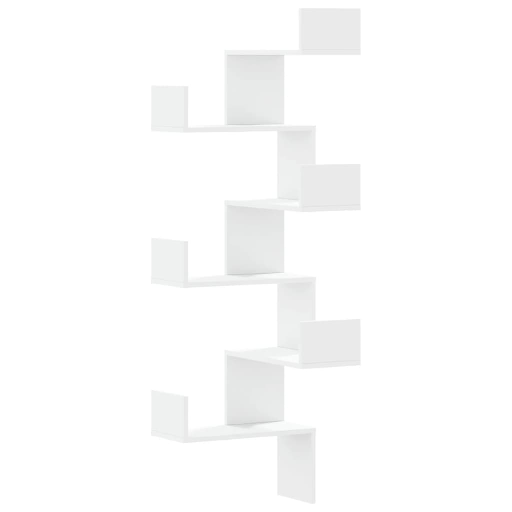 Scaffale Angolare Muro Bianco 45x45x147 cm Legno Multistrato
