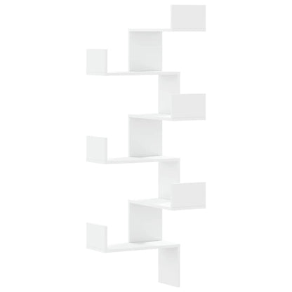 Scaffale Angolare Muro Bianco 45x45x147 cm Legno Multistrato