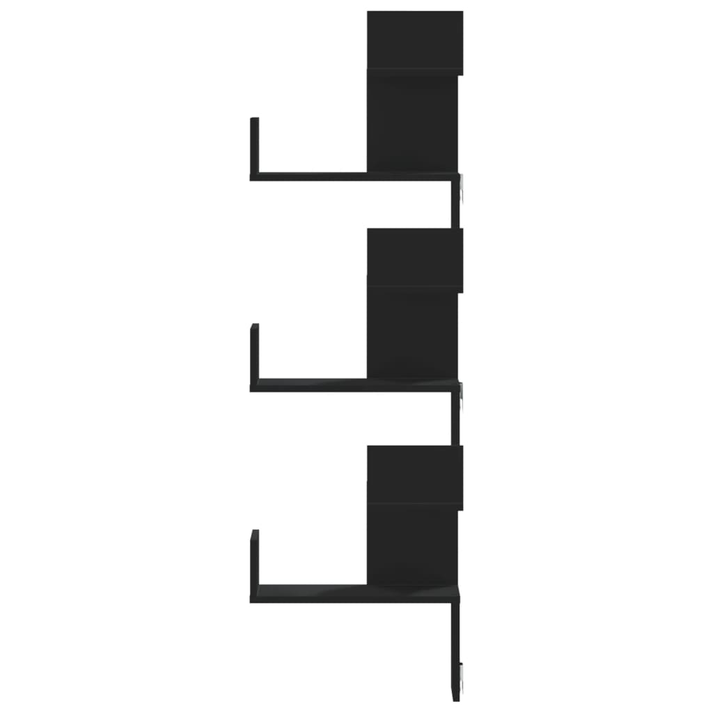Scaffale Angolare Muro Nero 45x45x147 cm Legno Multistrato