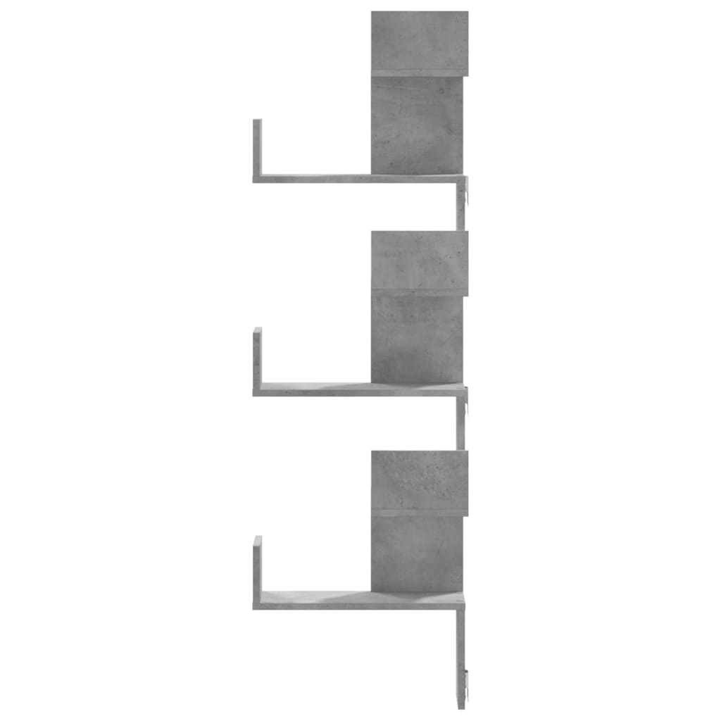 Scaffale Angolare a Muro Grigio Cemento 45x45x147cm Multistrato