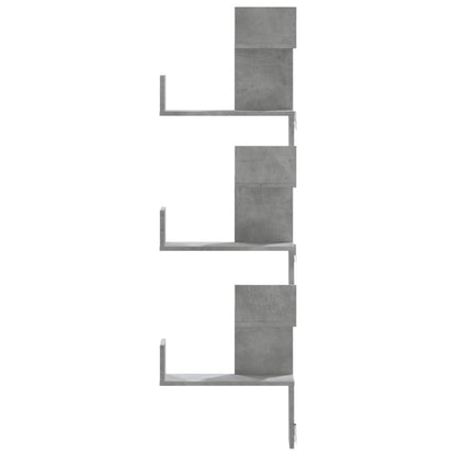 Scaffale Angolare a Muro Grigio Cemento 45x45x147cm Multistrato