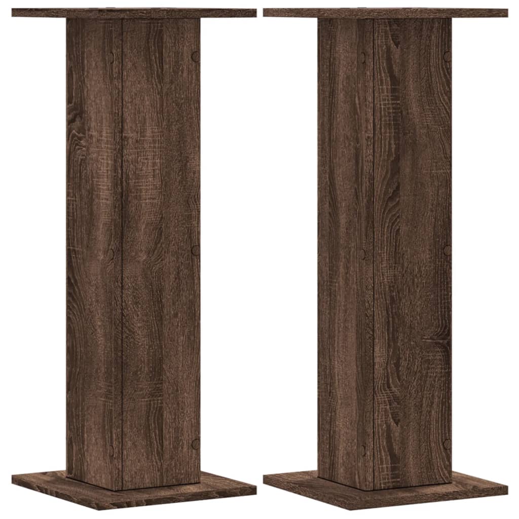 Supporti Altoparlanti 2 pz Marrone 30x30x80cm Legno Multistrato