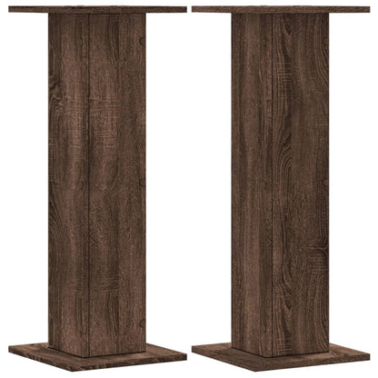Supporti Altoparlanti 2 pz Marrone 30x30x80cm Legno Multistrato