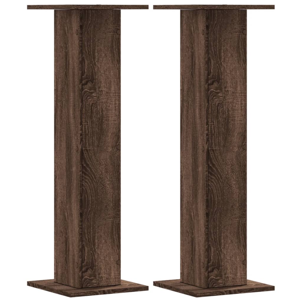 Supporti Altoparlanti 2 pz Marrone 30x30x95cm Legno Multistrato