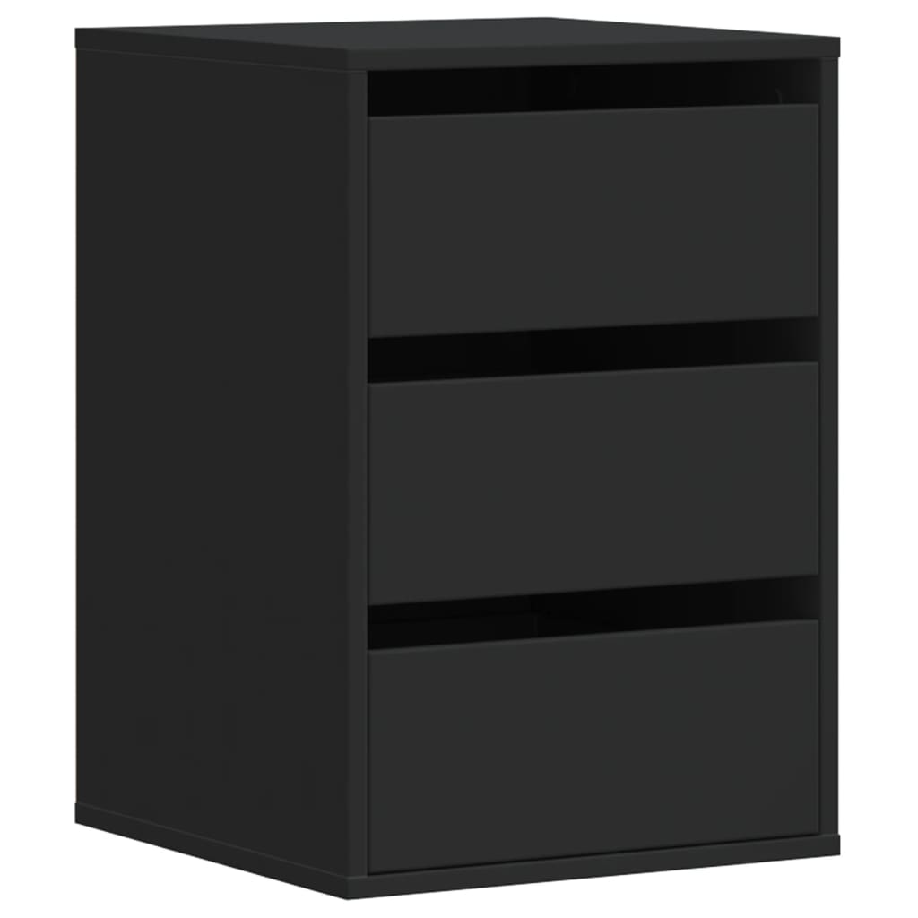 Cassettiera Angolare Nera 40x41x58 cm in Legno Multistrato