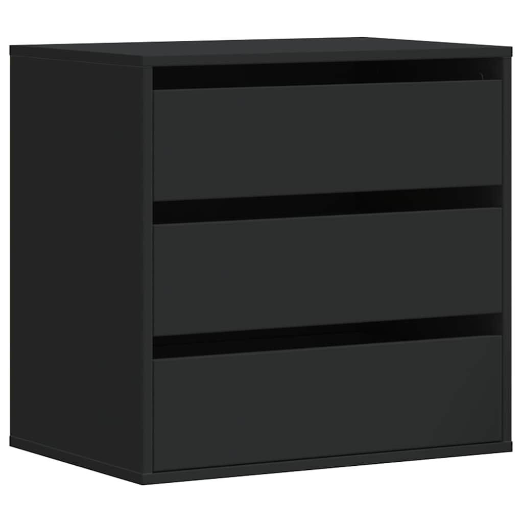 Cassettiera Angolare Nera 60x41x58 cm in Legno Multistrato