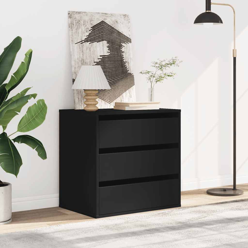 Cassettiera Angolare Nera 60x41x58 cm in Legno Multistrato