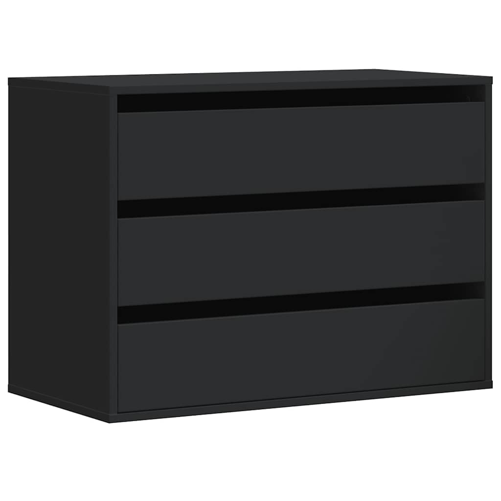 Cassettiera Angolare Nera 80x41x58 cm in Legno Multistrato