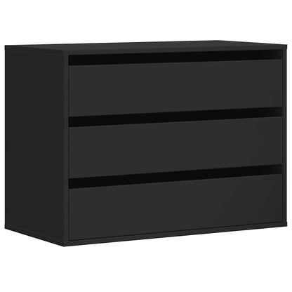 Cassettiera Angolare Nera 80x41x58 cm in Legno Multistrato