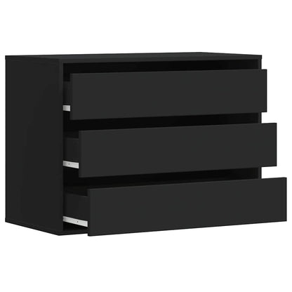 Cassettiera Angolare Nera 80x41x58 cm in Legno Multistrato