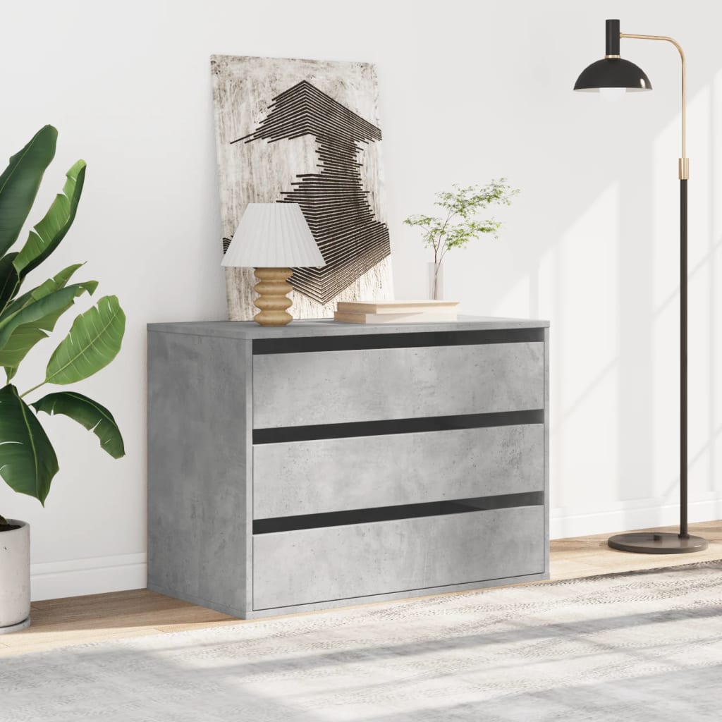 Cassettiera Angolo Grigio Cemento 80x41x58cm Legno Multistrato