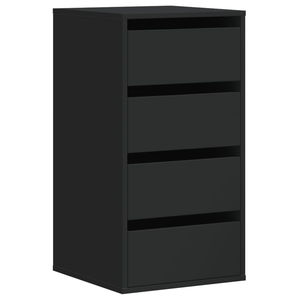 Cassettiera Angolare Nera 40x41x76 cm in Legno Multistrato