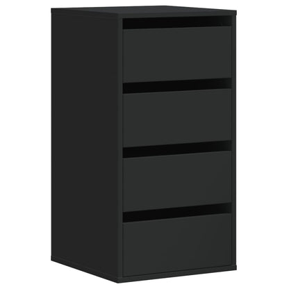 Cassettiera Angolare Nera 40x41x76 cm in Legno Multistrato