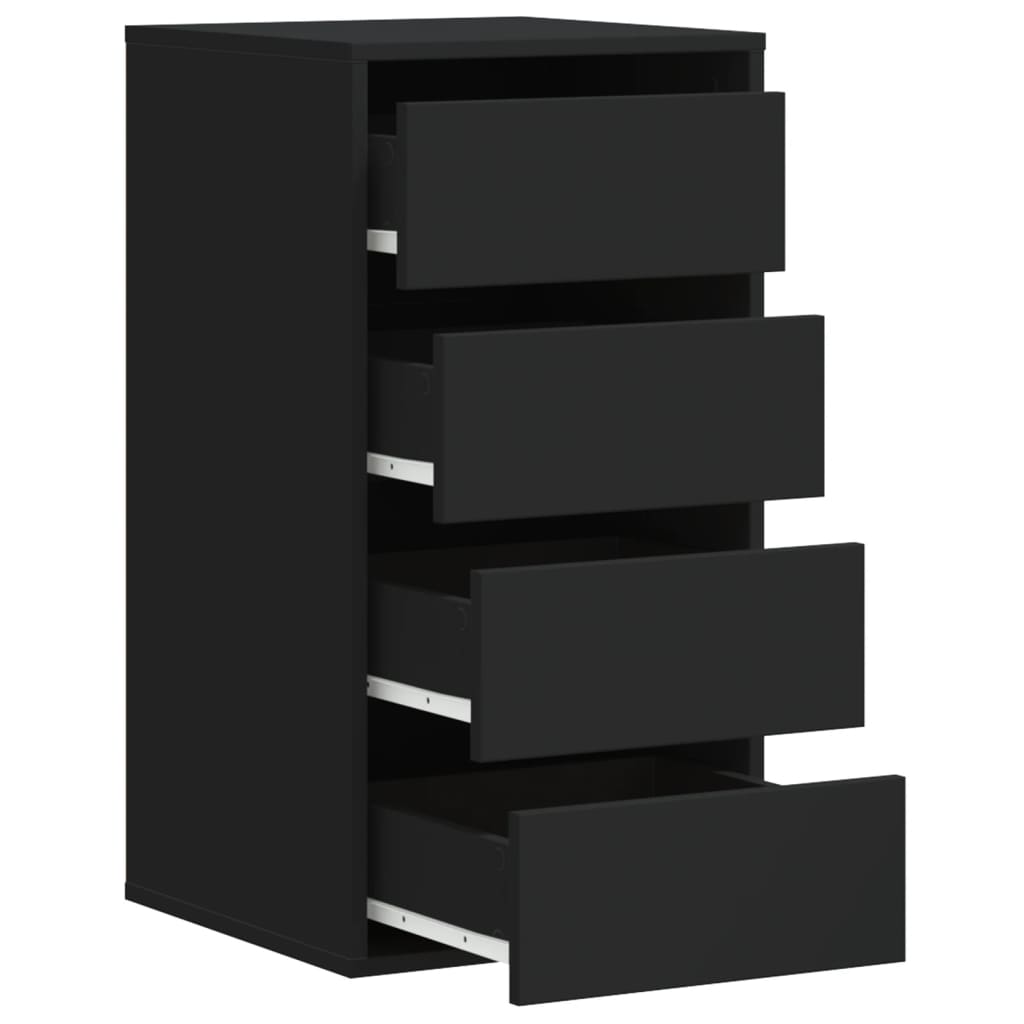 Cassettiera Angolare Nera 40x41x76 cm in Legno Multistrato