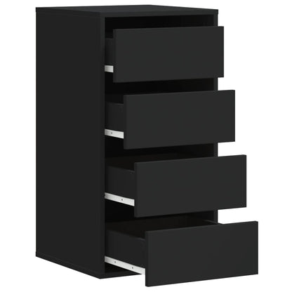 Cassettiera Angolare Nera 40x41x76 cm in Legno Multistrato
