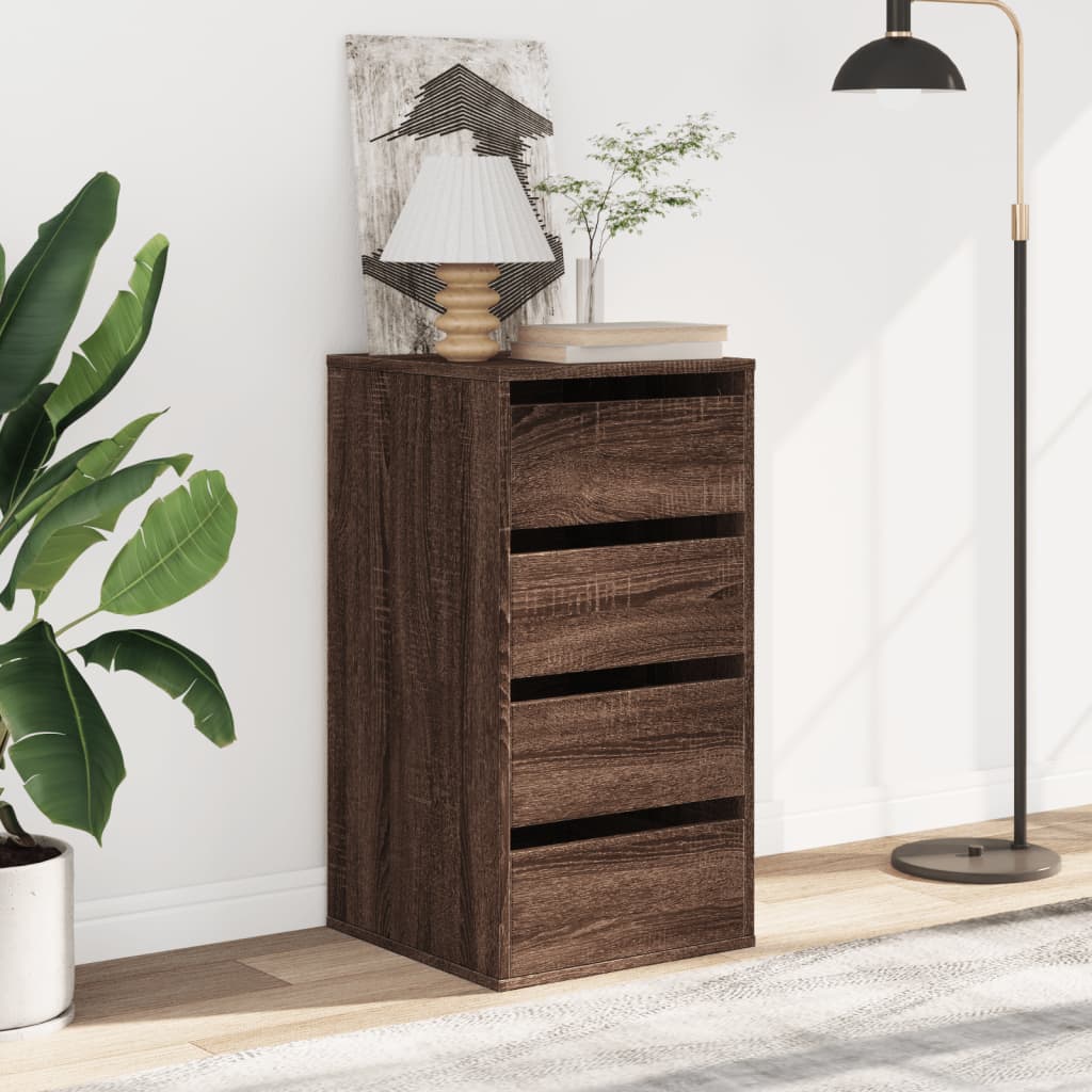 Cassettiera Angolo Rovere Marrone 40x41x76cm Legno Multistrato