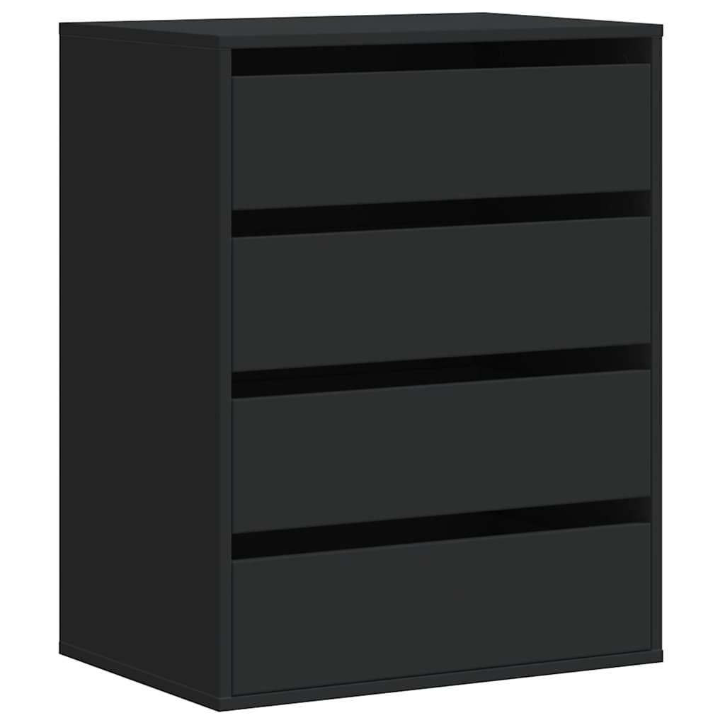 Cassettiera Angolare Nera 60x41x76 cm in Legno Multistrato