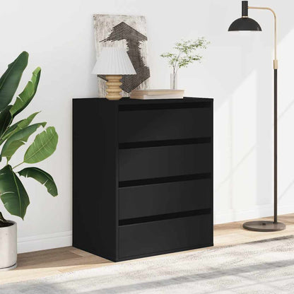Cassettiera Angolare Nera 60x41x76 cm in Legno Multistrato