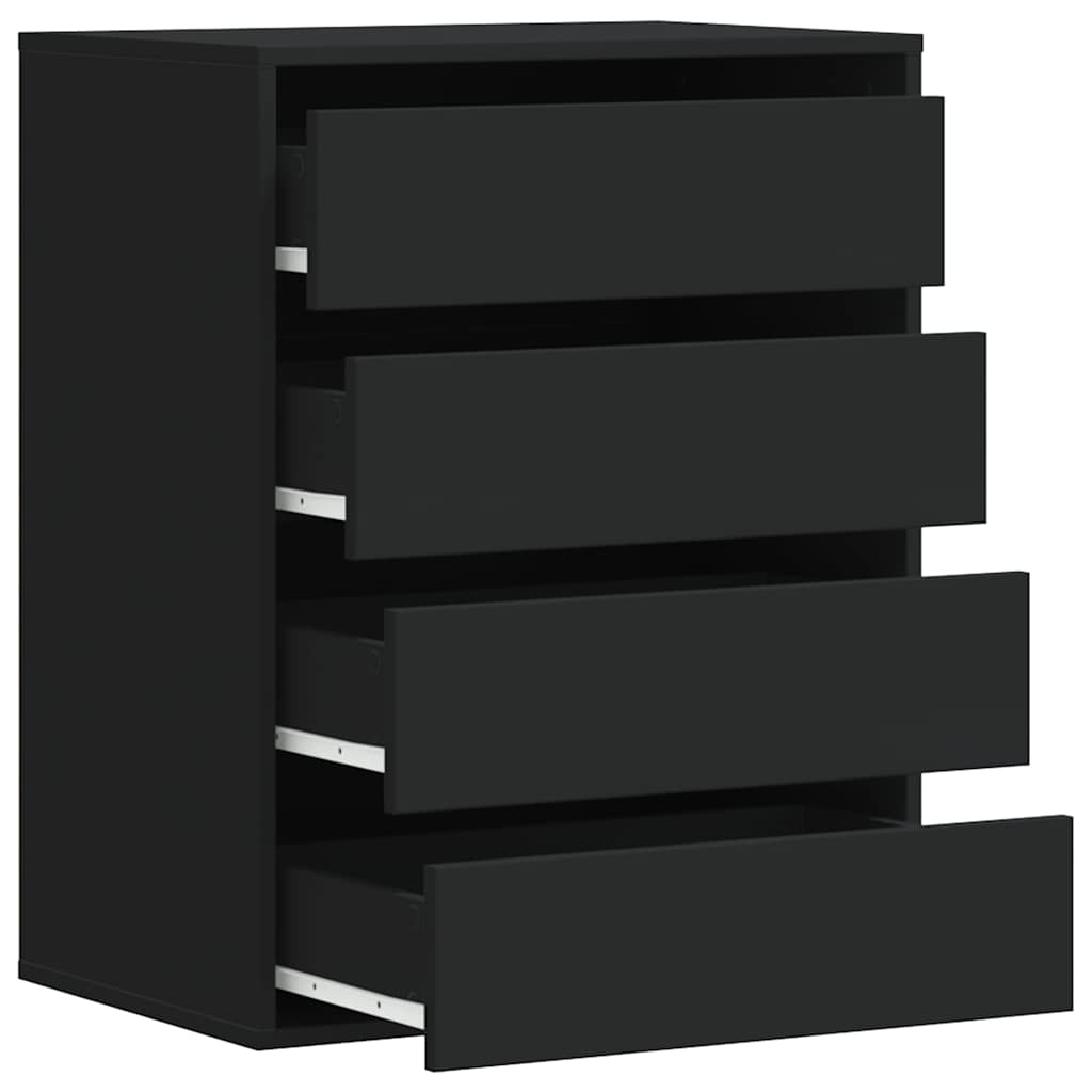 Cassettiera Angolare Nera 60x41x76 cm in Legno Multistrato