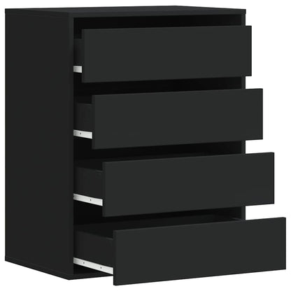 Cassettiera Angolare Nera 60x41x76 cm in Legno Multistrato