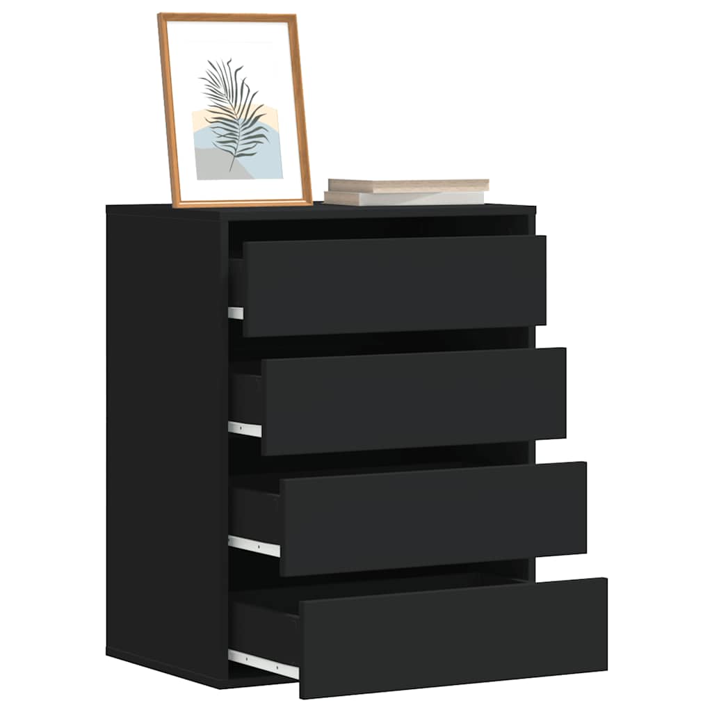Cassettiera Angolare Nera 60x41x76 cm in Legno Multistrato