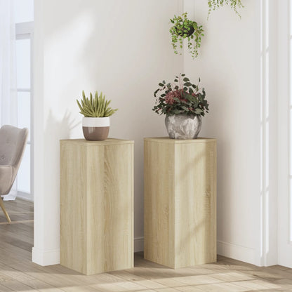 Supporti per Piante 2 pz Rovere 30x30x70 cm in Multistrato