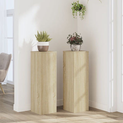 Supporti per Piante 2 pz Rovere 25x25x80 cm in Multistrato