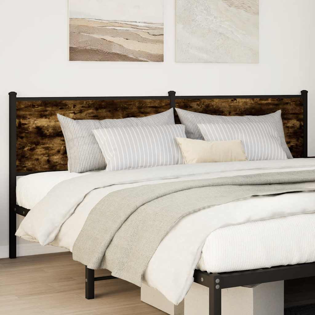 Testiera Rovere Fumo 190 cm in Legno Multistrato e Acciaio