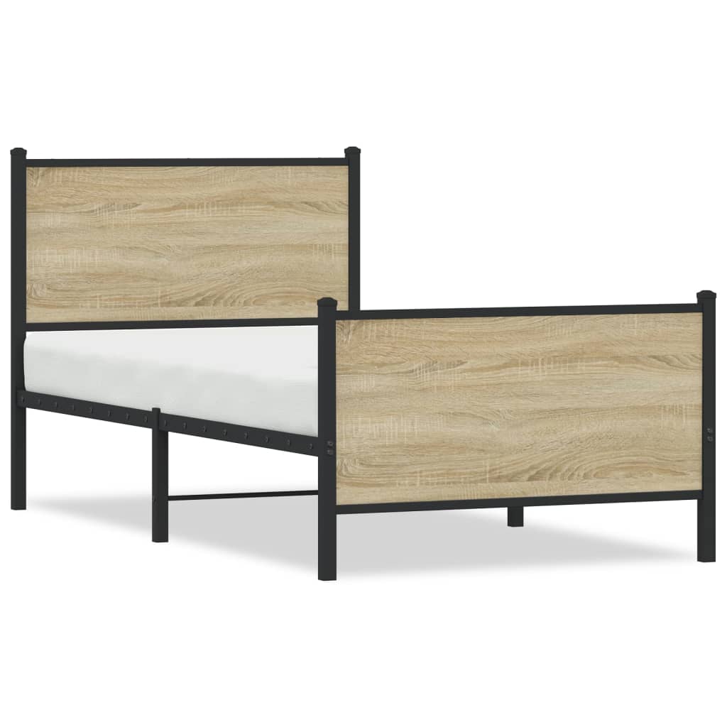Giroletto senza Materaso in Metallo Rovere Sonoma 90x200 cm