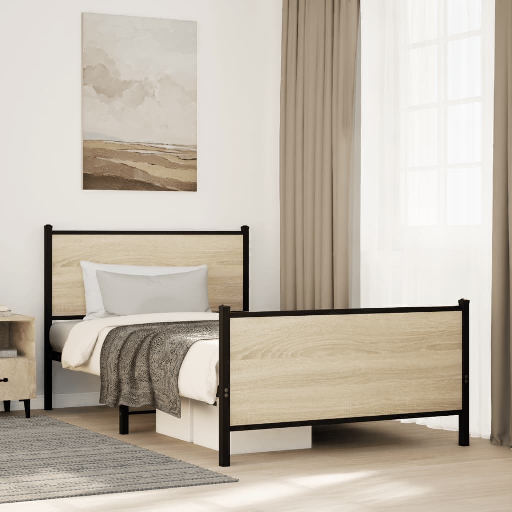 Giroletto senza Materaso in Metallo Rovere Sonoma 100x190 cm