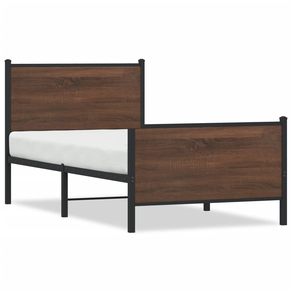 Giroletto senza Materasso in Metallo Rovere Marrone 90x190 cm