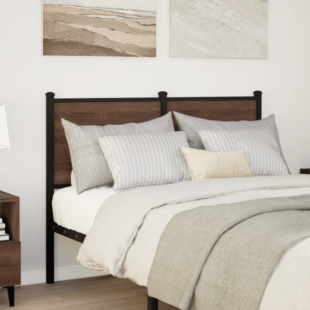 Testiera di Ricambio Rovere Marrone 120 cm in Legno Multistrato e Acciaio