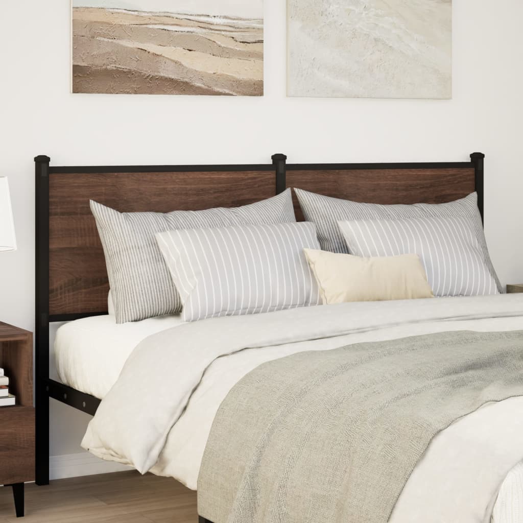Testiera di Ricambio Rovere Marrone 150 cm in Legno Multistrato e Acciaio