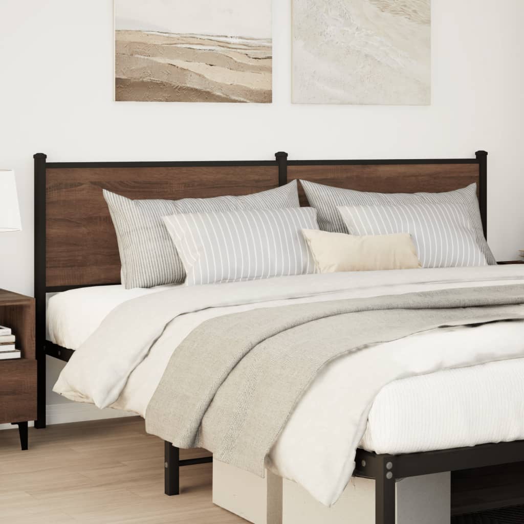 Testiera di Ricambio Rovere Marrone 160 cm in Legno Multistrato e Acciaio