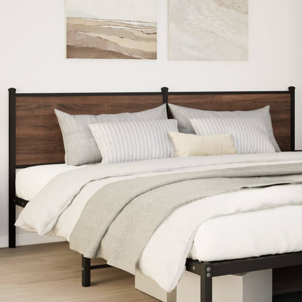 Testiera di Ricambio Rovere Marrone 200 cm in Legno Multistrato e Acciaio