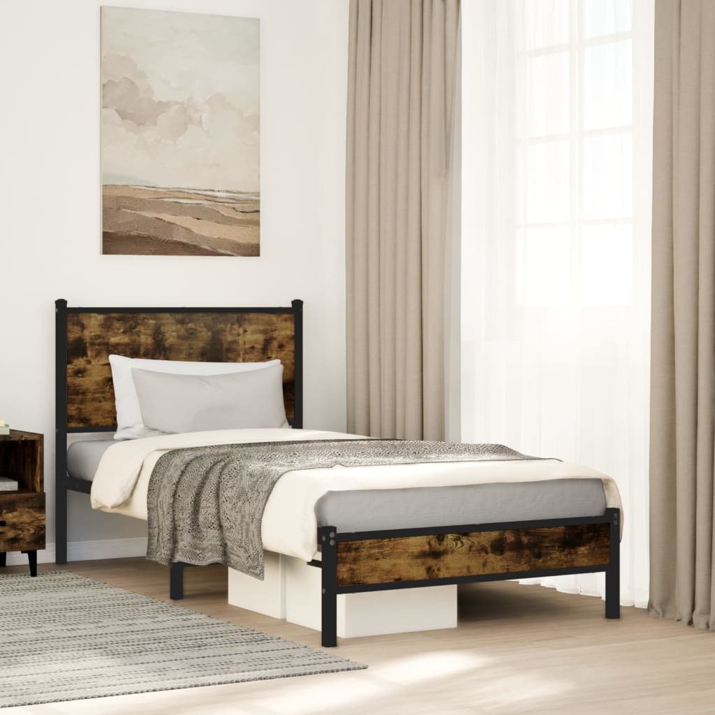Giroletto senza Materaso in Metallo Rovere Fumo 90x200 cm