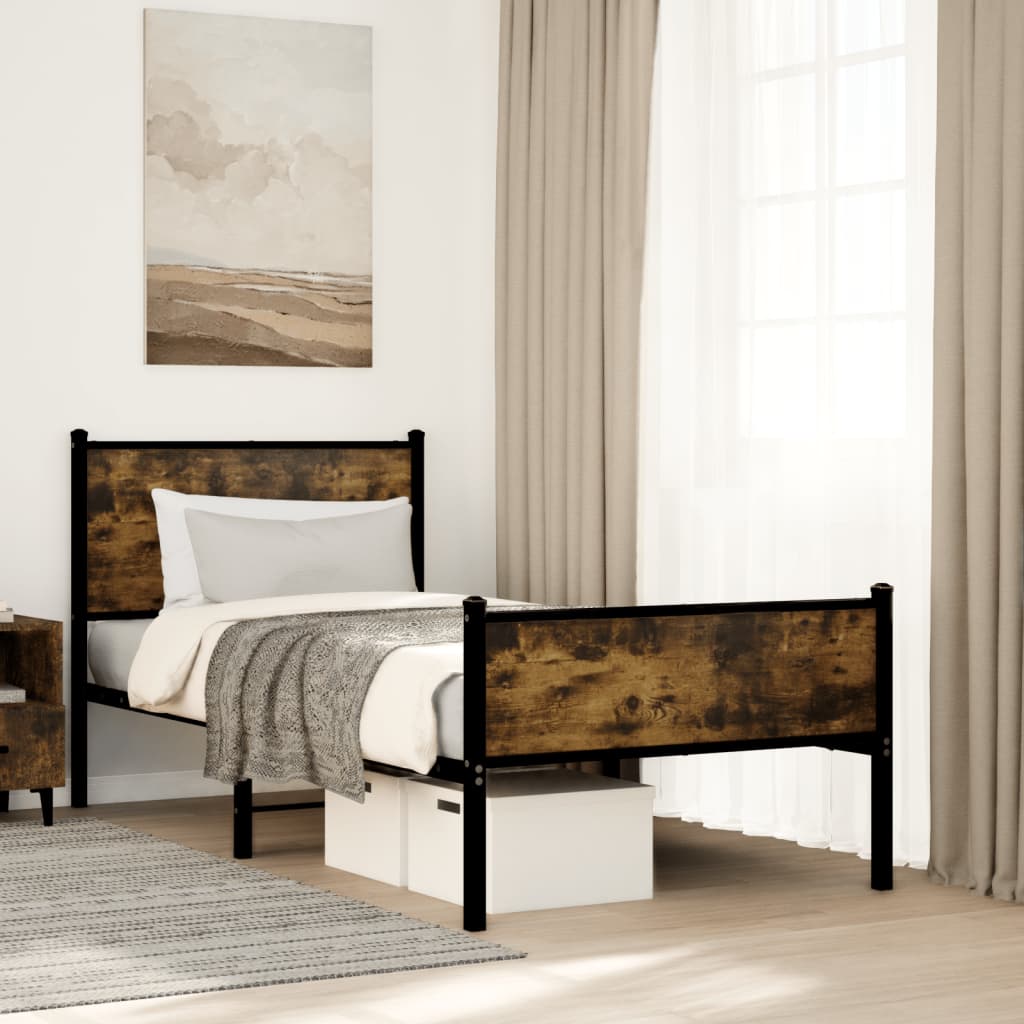 Giroletto senza Materaso in Metallo Rovere Fumo 80x200 cm