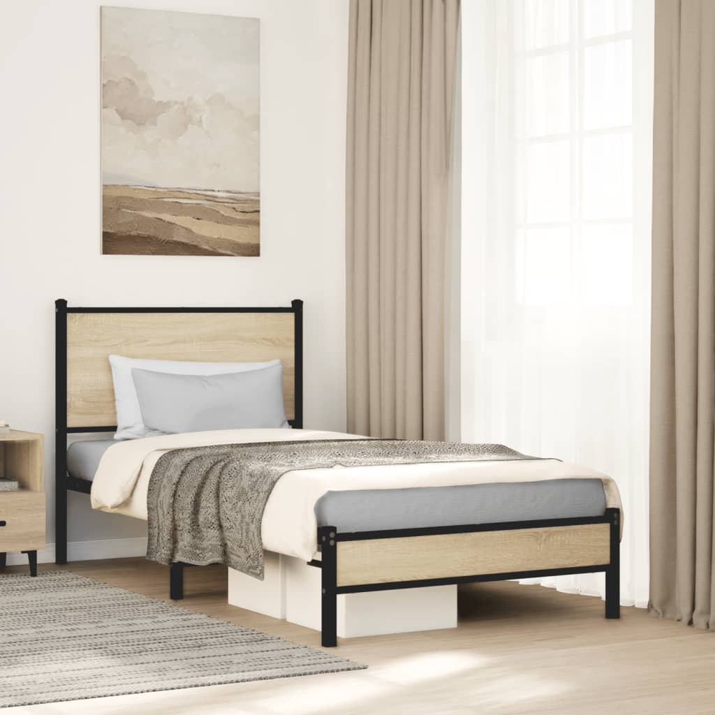 Giroletto senza Materaso in Metallo Rovere Sonoma 75x190 cm