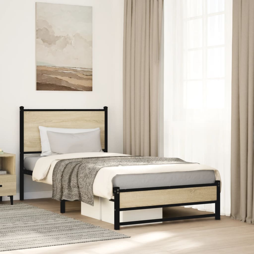 Giroletto senza Materaso in Metallo Rovere Sonoma 90x200 cm