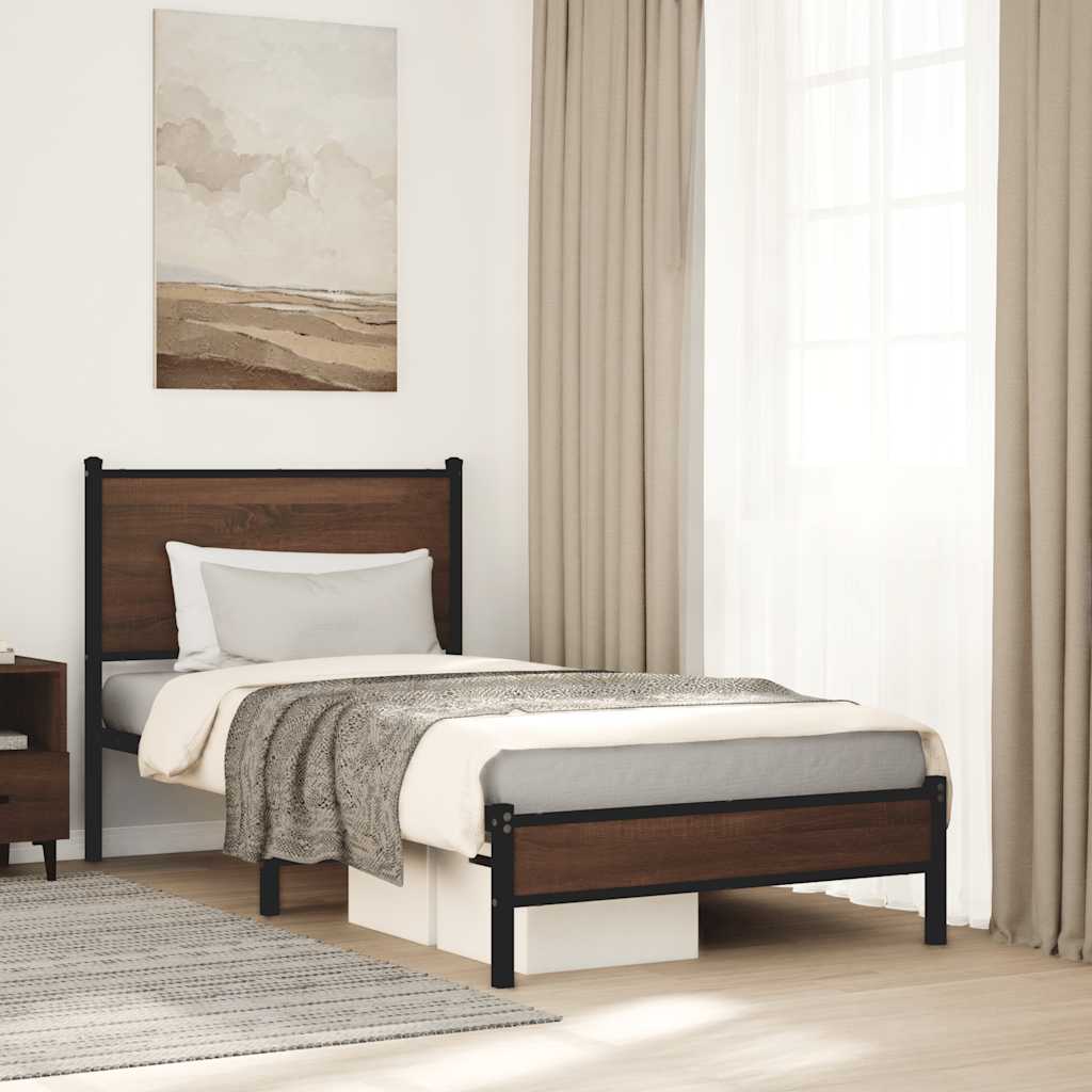 Giroletto senza Materasso in Metallo Rovere Marrone 80x200 cm
