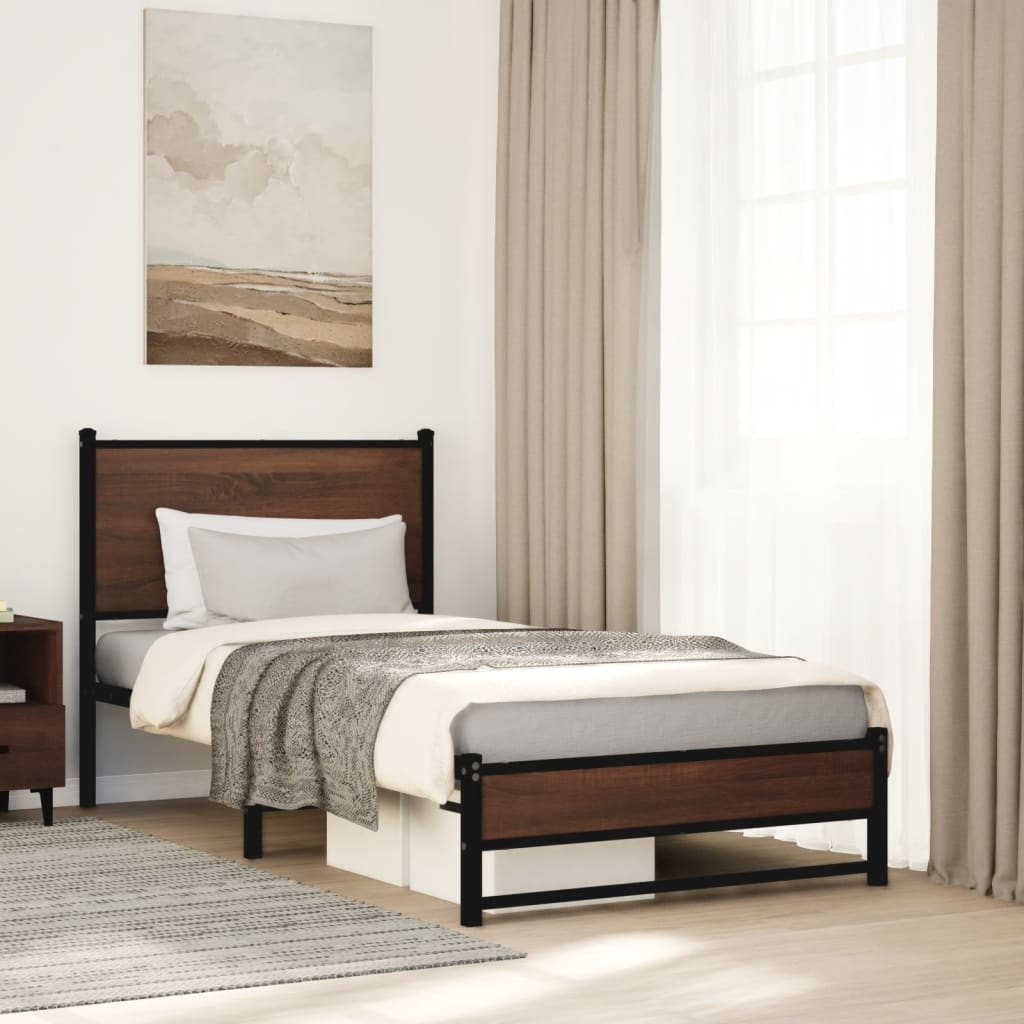 Giroletto senza Materasso in Metallo Rovere Marrone 75x190 cm