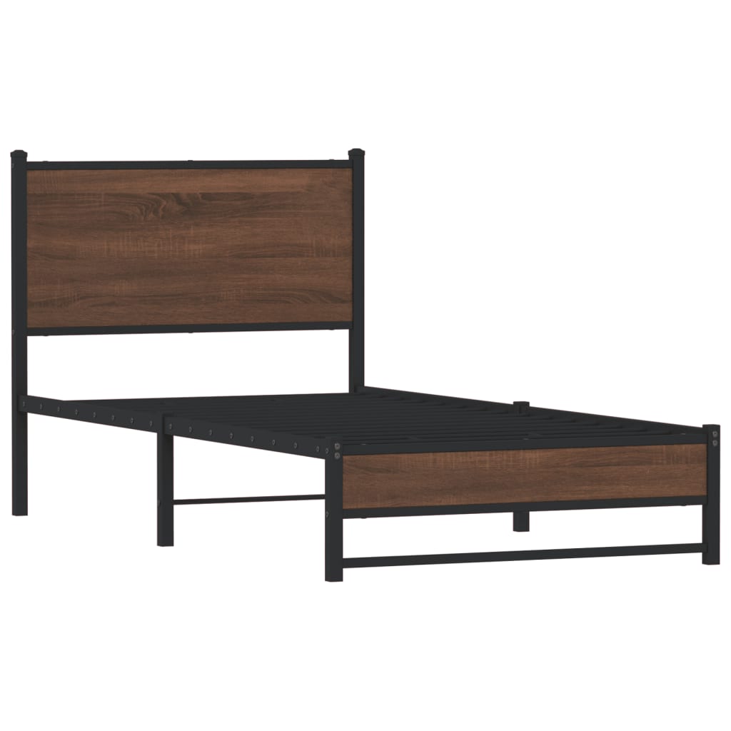 Giroletto senza Materasso in Metallo Rovere Marrone 90x190 cm
