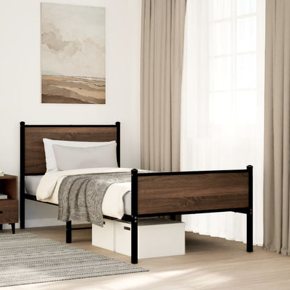 Giroletto senza Materasso in Metallo Rovere Marrone 90x190 cm